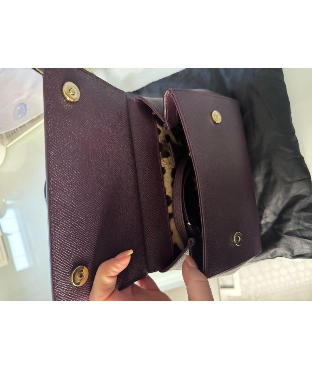 DOLCE&GABBANA Бордовая кожаная сумка через плечо, фото 3