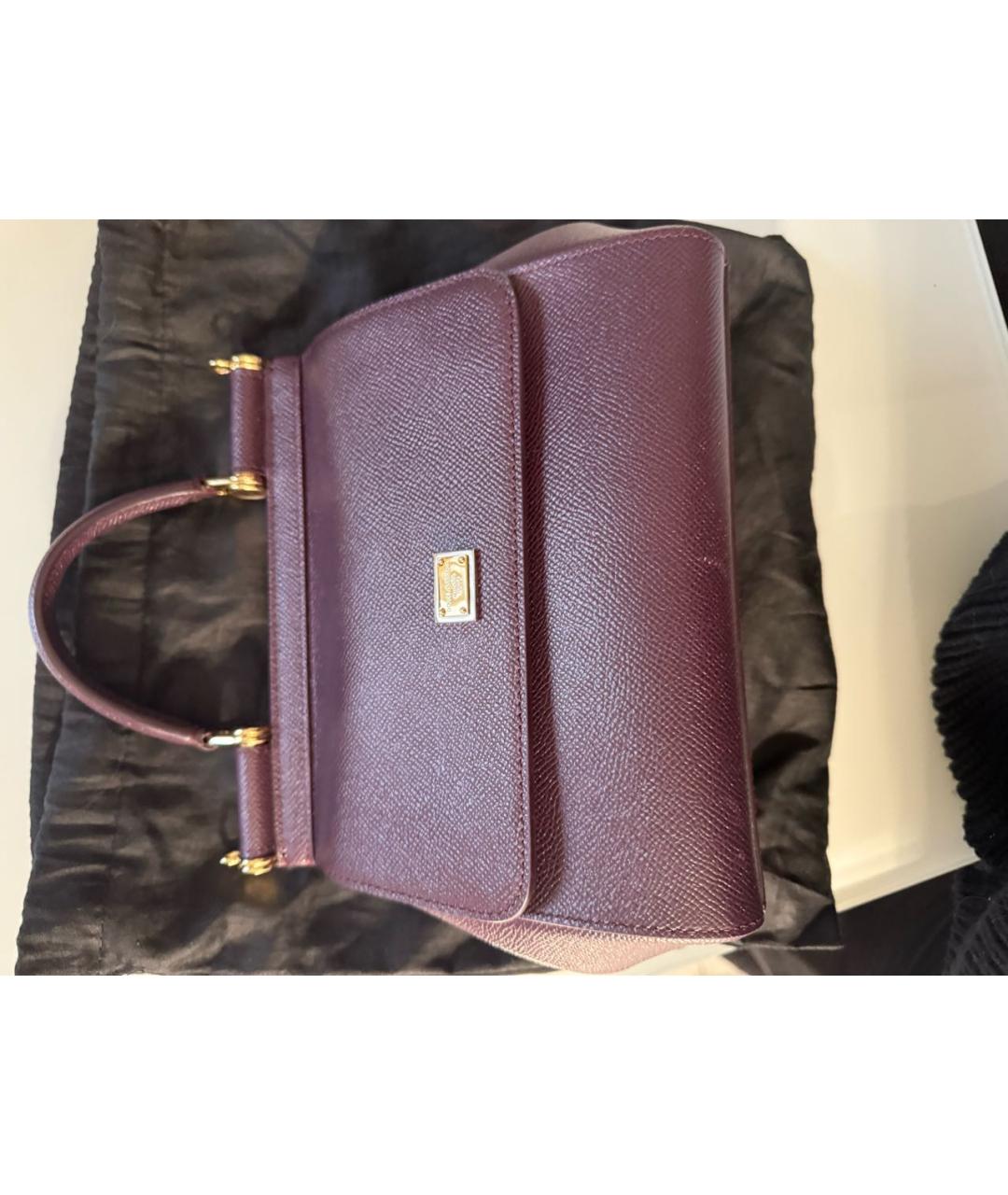 DOLCE&GABBANA Бордовая кожаная сумка через плечо, фото 4