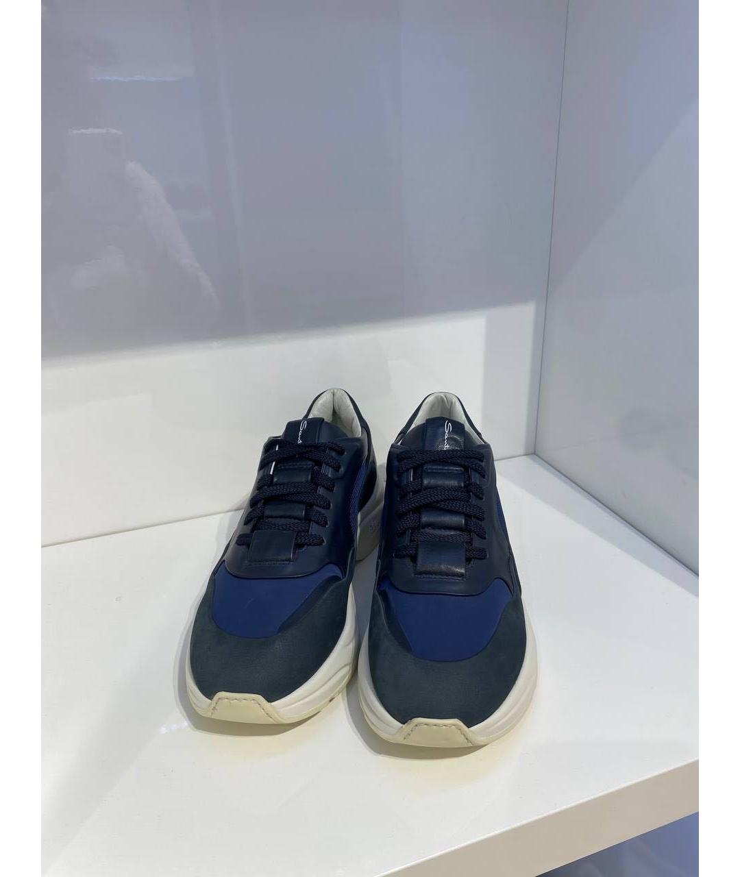 SANTONI Синие замшевые низкие кроссовки / кеды, фото 2