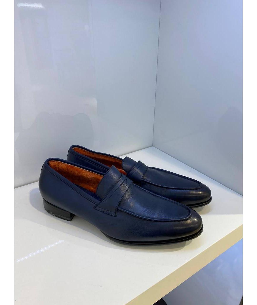 SANTONI Темно-синие кожаные лоферы, фото 3