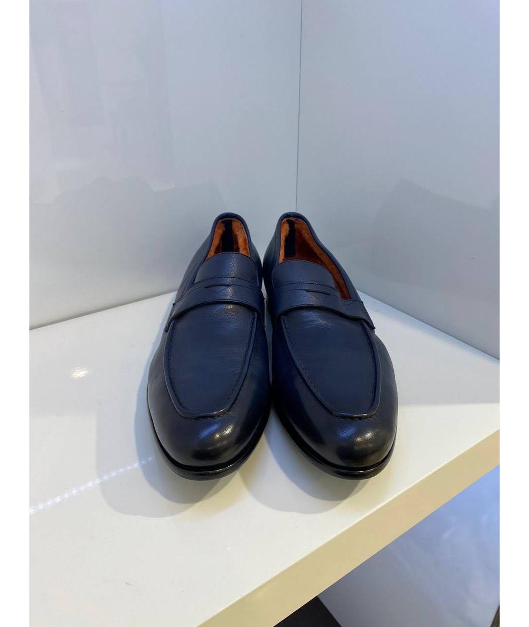 SANTONI Темно-синие кожаные лоферы, фото 2