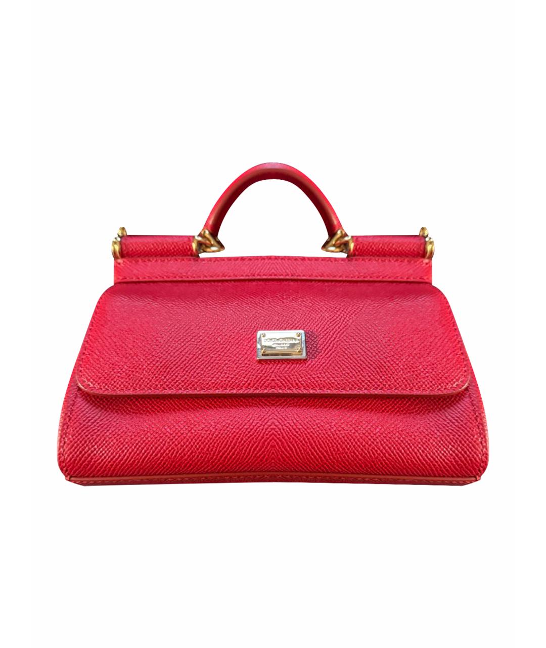 DOLCE&GABBANA Красная кожаная сумка с короткими ручками, фото 1