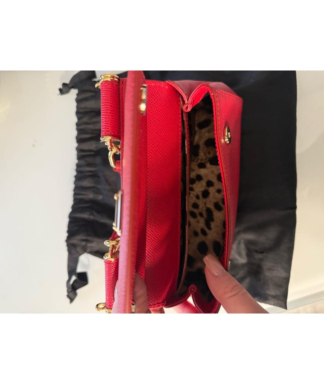 DOLCE&GABBANA Красная кожаная сумка с короткими ручками, фото 4