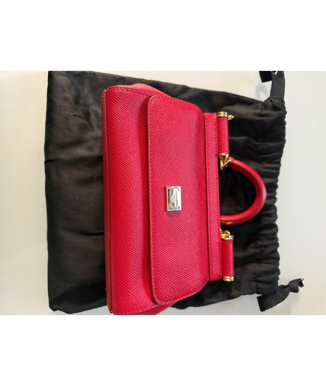 DOLCE&GABBANA Красная кожаная сумка с короткими ручками, фото 5