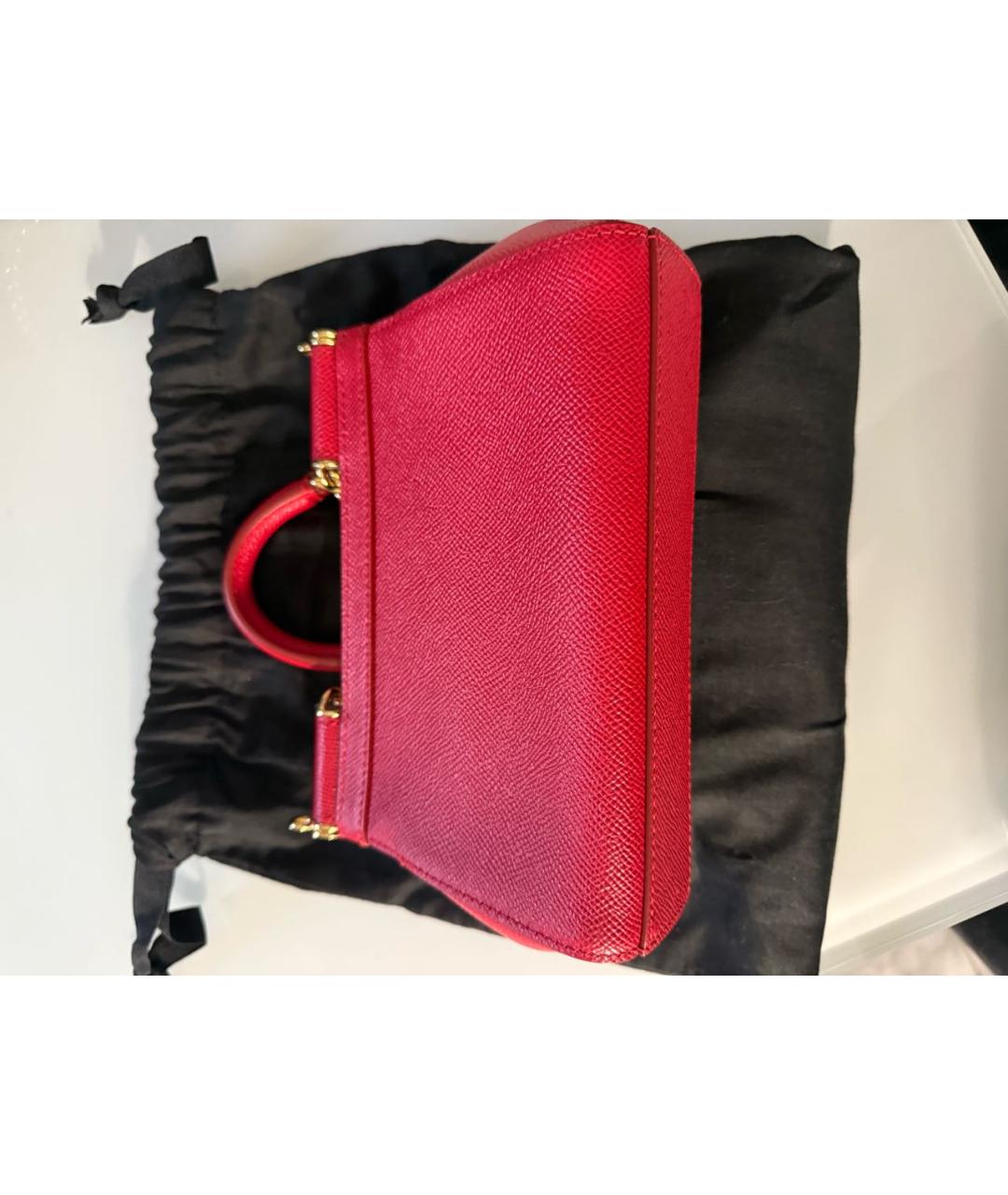 DOLCE&GABBANA Красная кожаная сумка с короткими ручками, фото 2