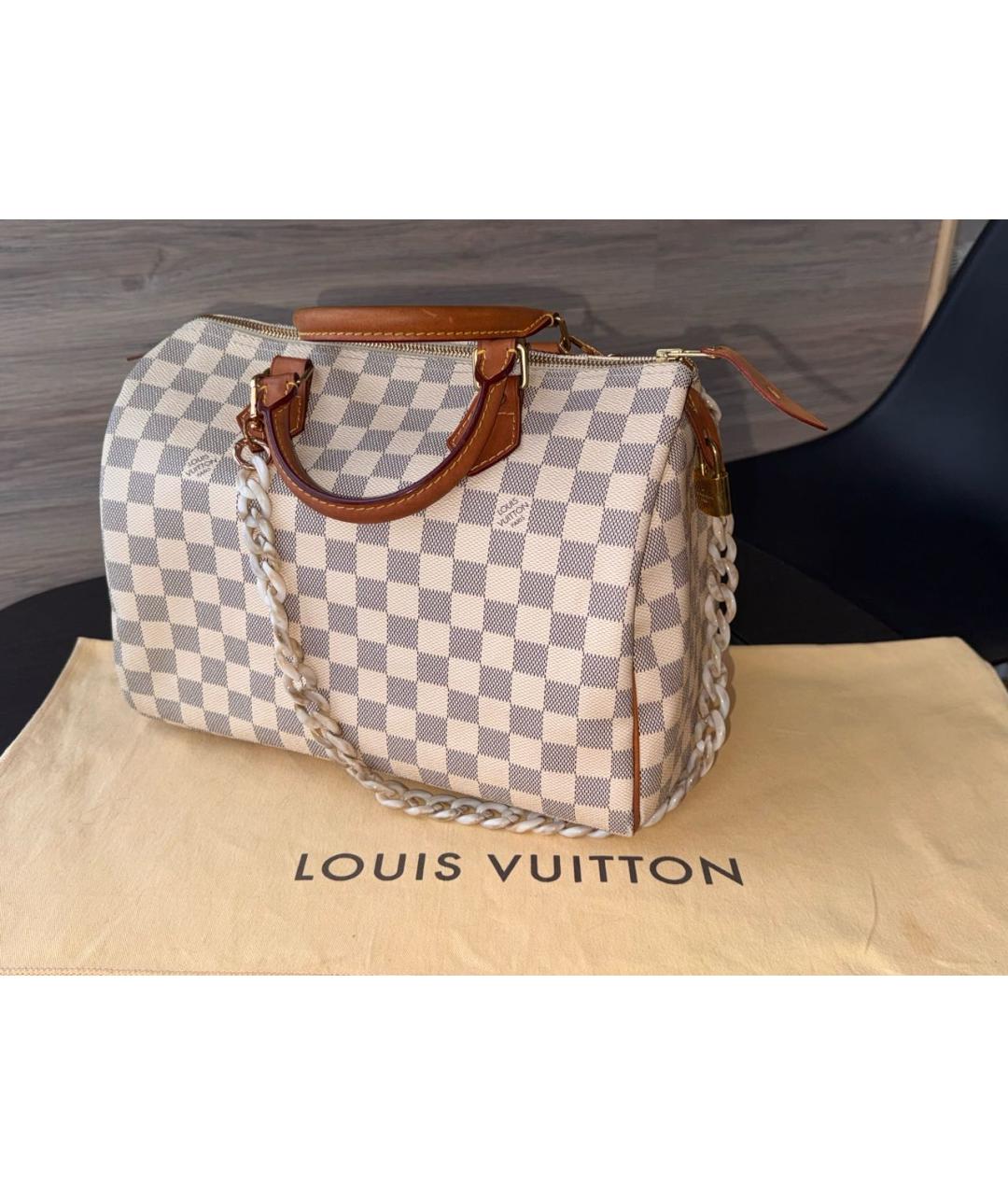 LOUIS VUITTON Бежевая кожаная сумка с короткими ручками, фото 4