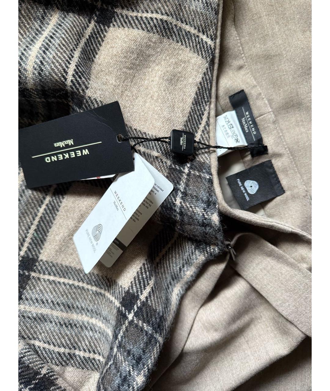 MAX MARA Бежевая шерстяная юбка миди, фото 3