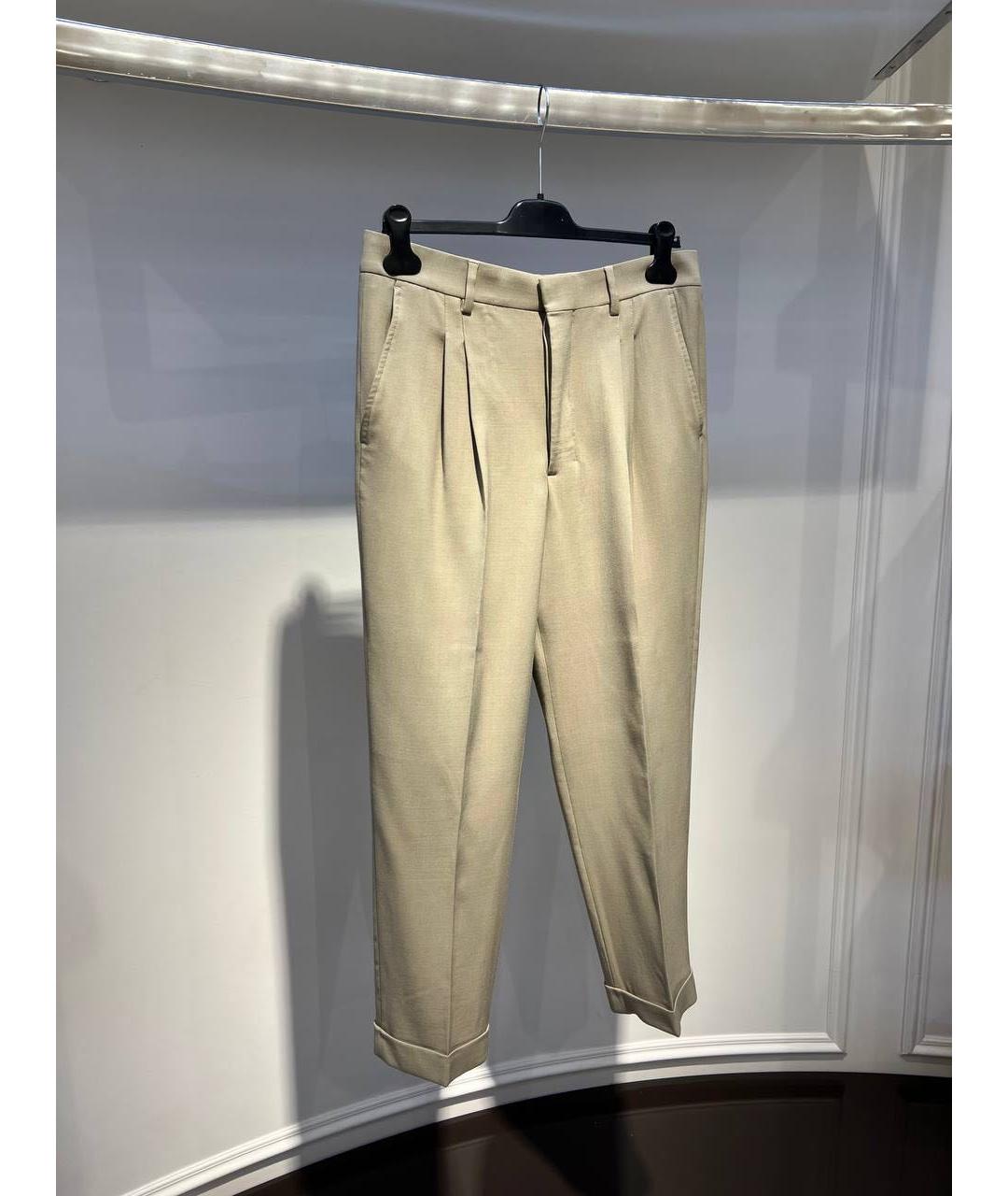 Ami Paris Бежевые вискозные классические брюки, фото 3