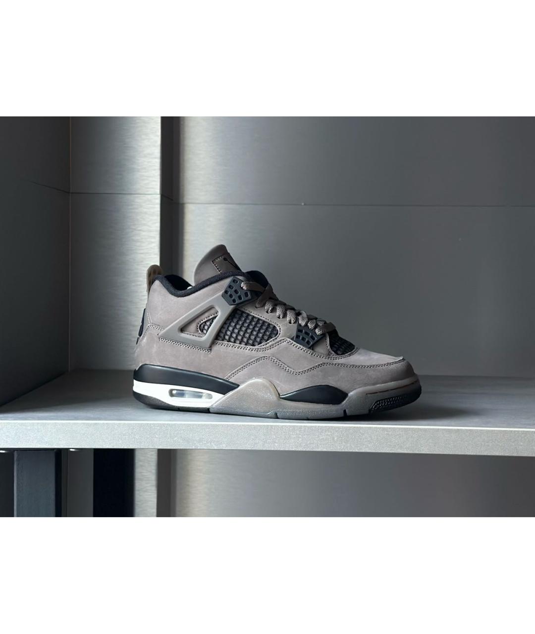 JORDAN Серые кожаные высокие кроссовки / кеды, фото 4