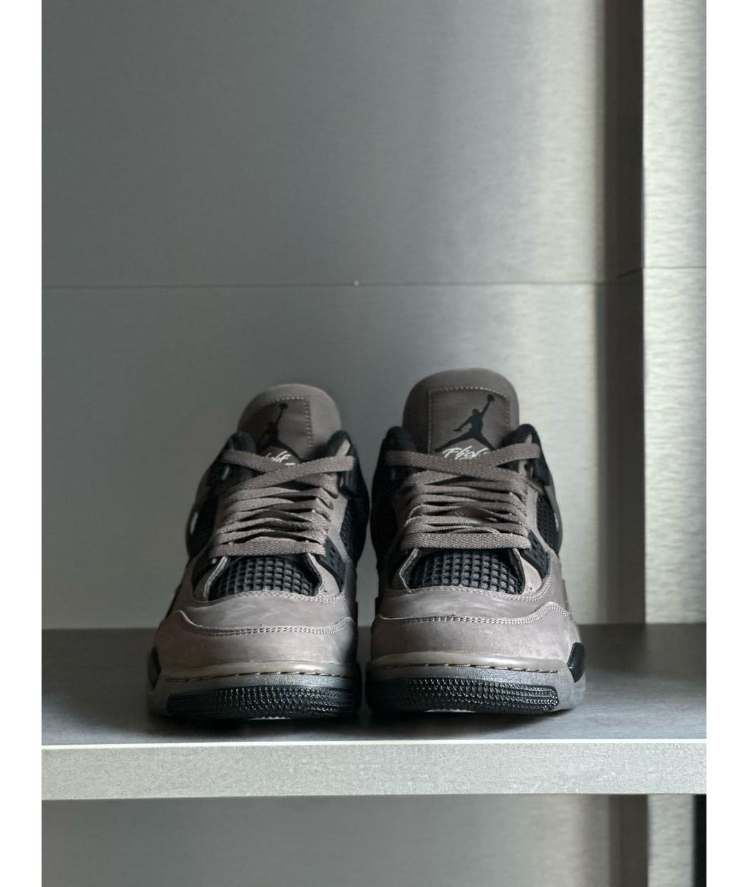 JORDAN Серые кожаные высокие кроссовки / кеды, фото 2