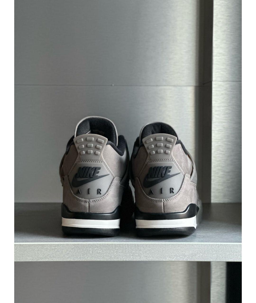 JORDAN Серые кожаные высокие кроссовки / кеды, фото 3