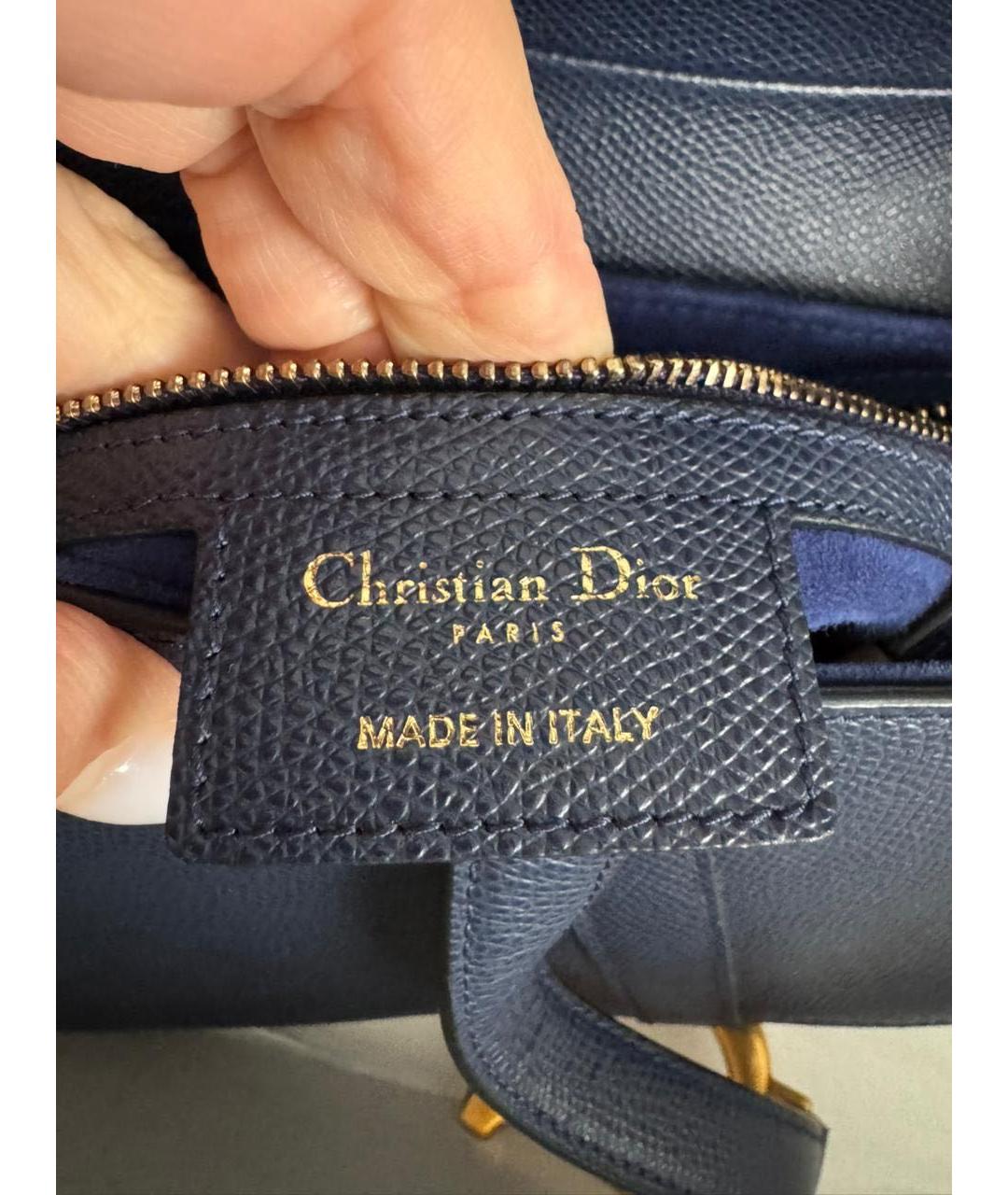 CHRISTIAN DIOR Синяя кожаная сумка через плечо, фото 5