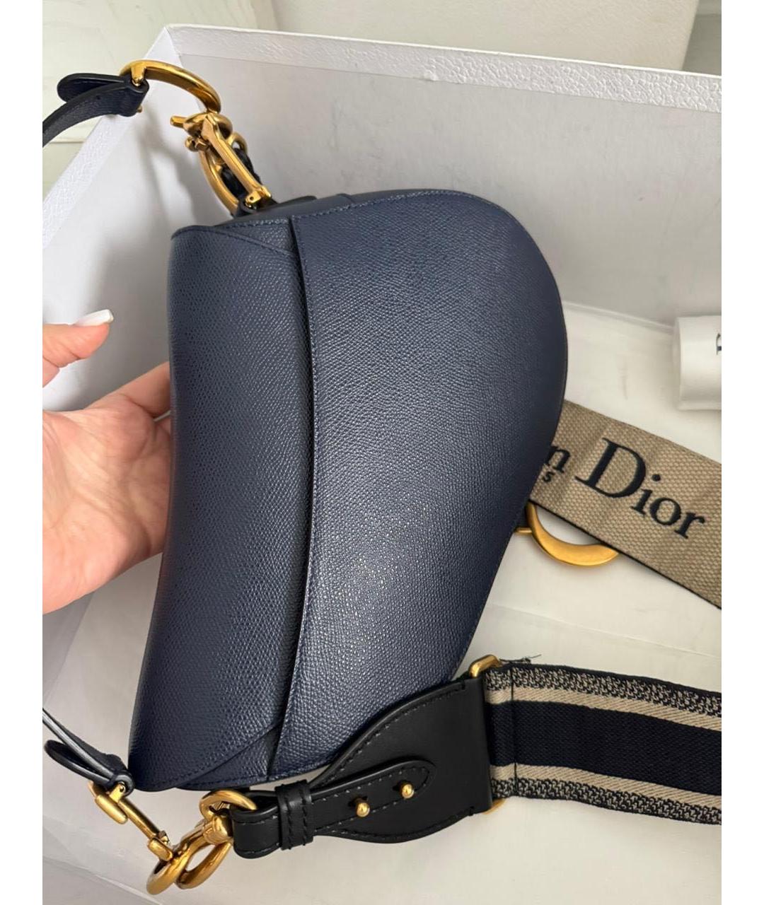 CHRISTIAN DIOR Синяя кожаная сумка через плечо, фото 3