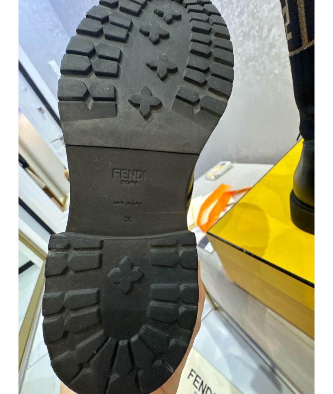 FENDI Черные кожаные ботинки, фото 5