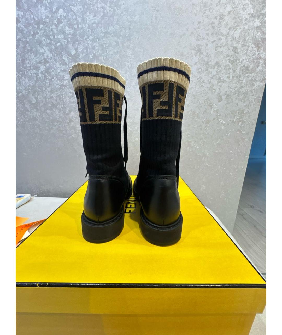 FENDI Черные кожаные ботинки, фото 4