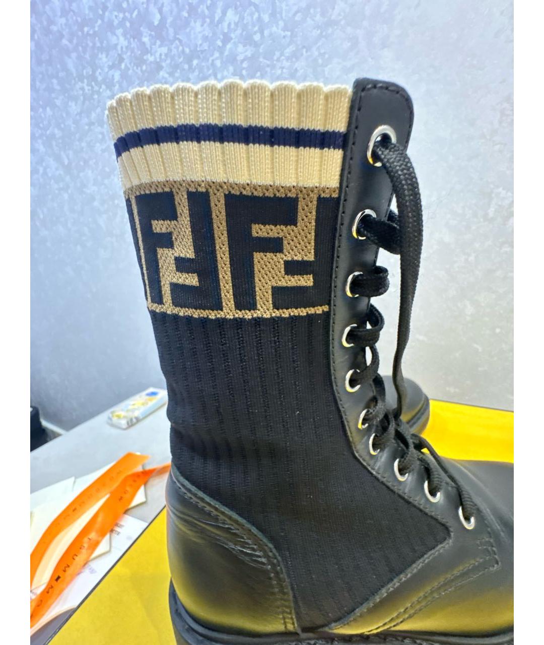 FENDI Черные кожаные ботинки, фото 6