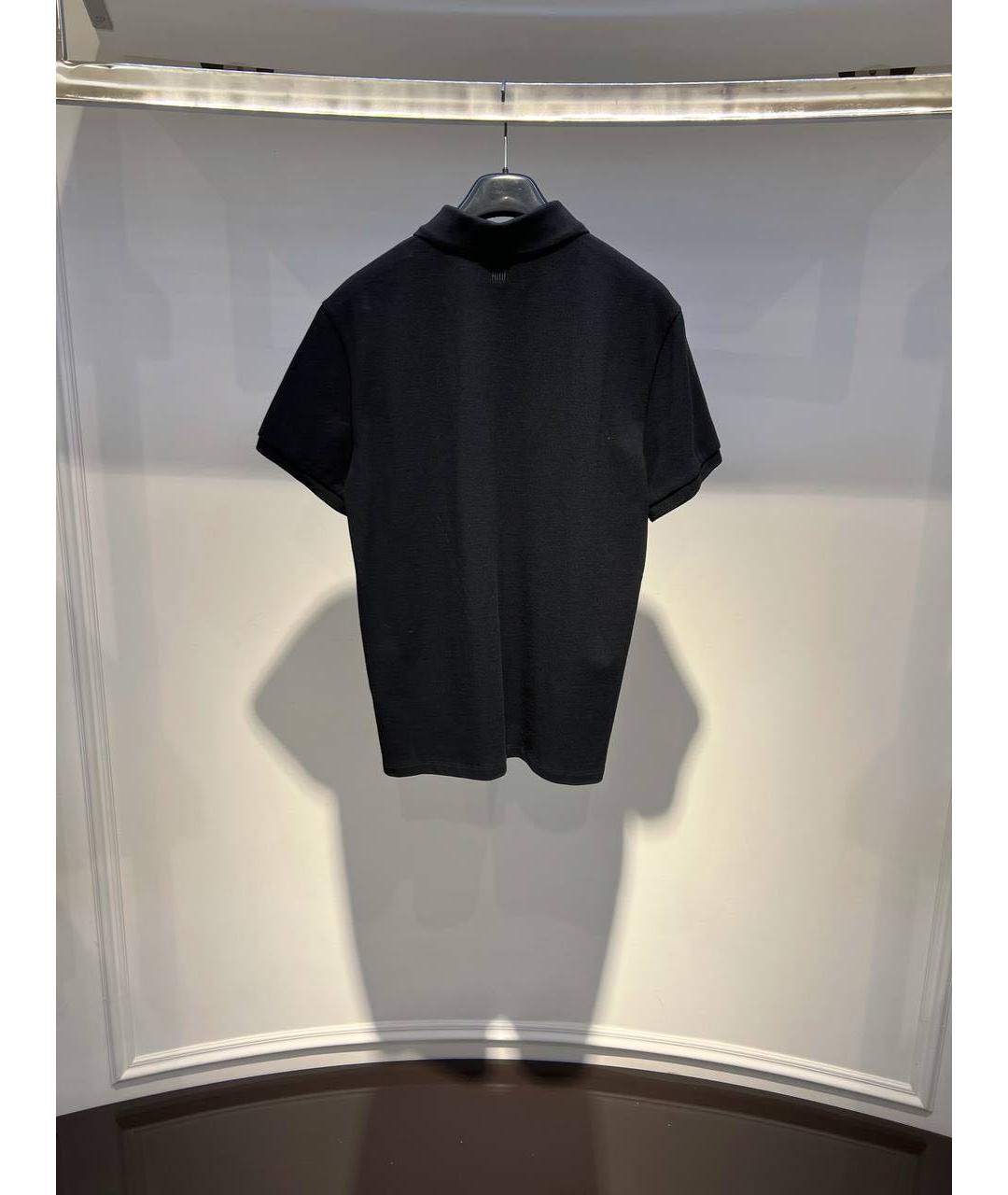 Ami Paris Черное хлопковое поло с коротким рукавом, фото 2