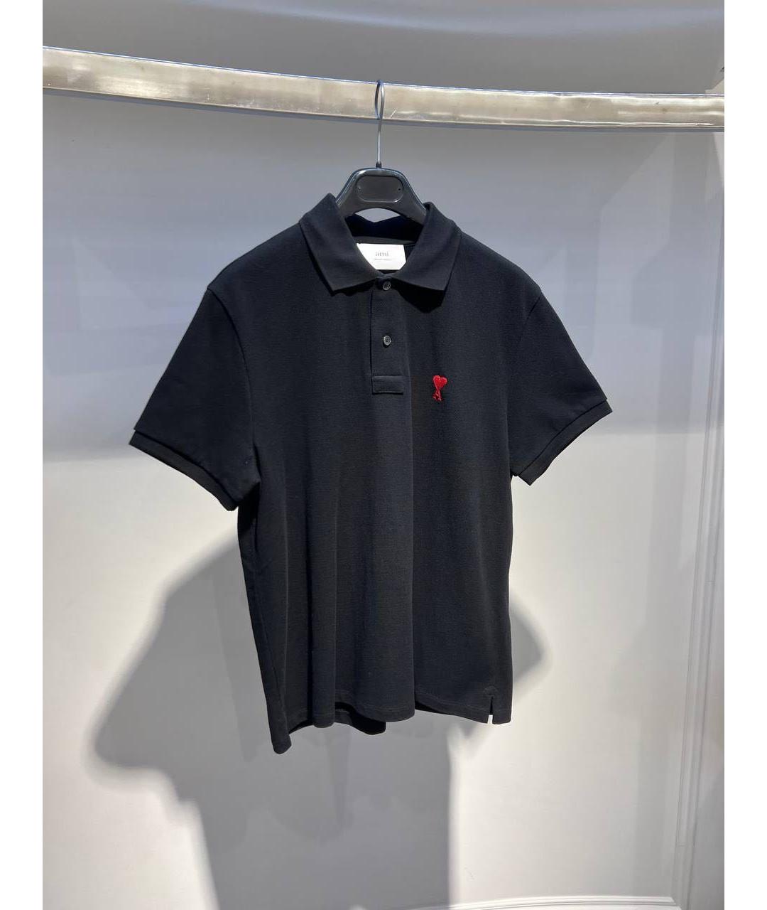 Ami Paris Черное хлопковое поло с коротким рукавом, фото 3