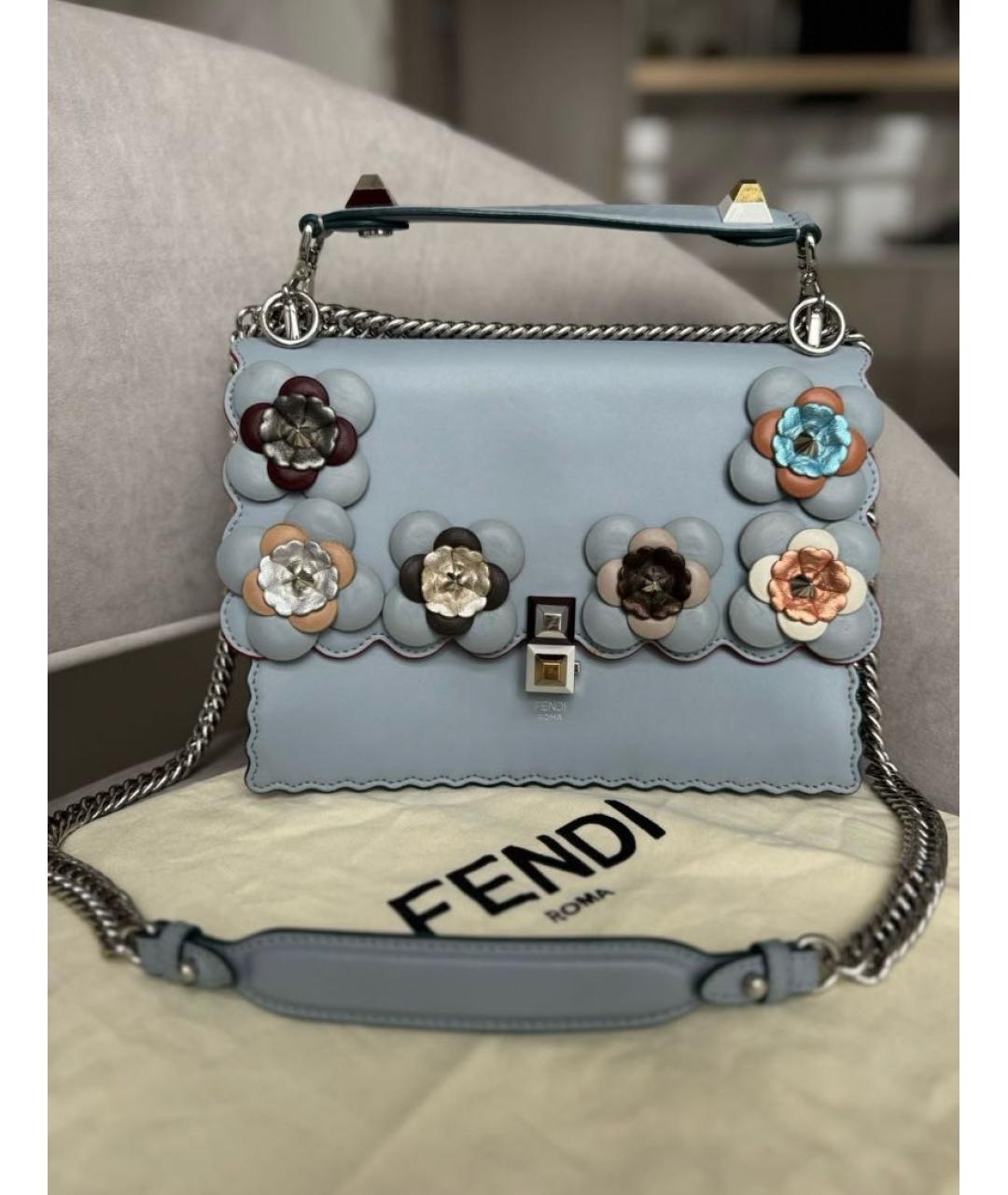 FENDI Голубая кожаная сумка через плечо, фото 3