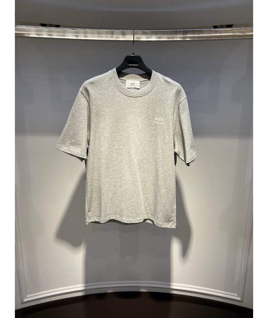 Ami Paris Серая хлопковая футболка, фото 3