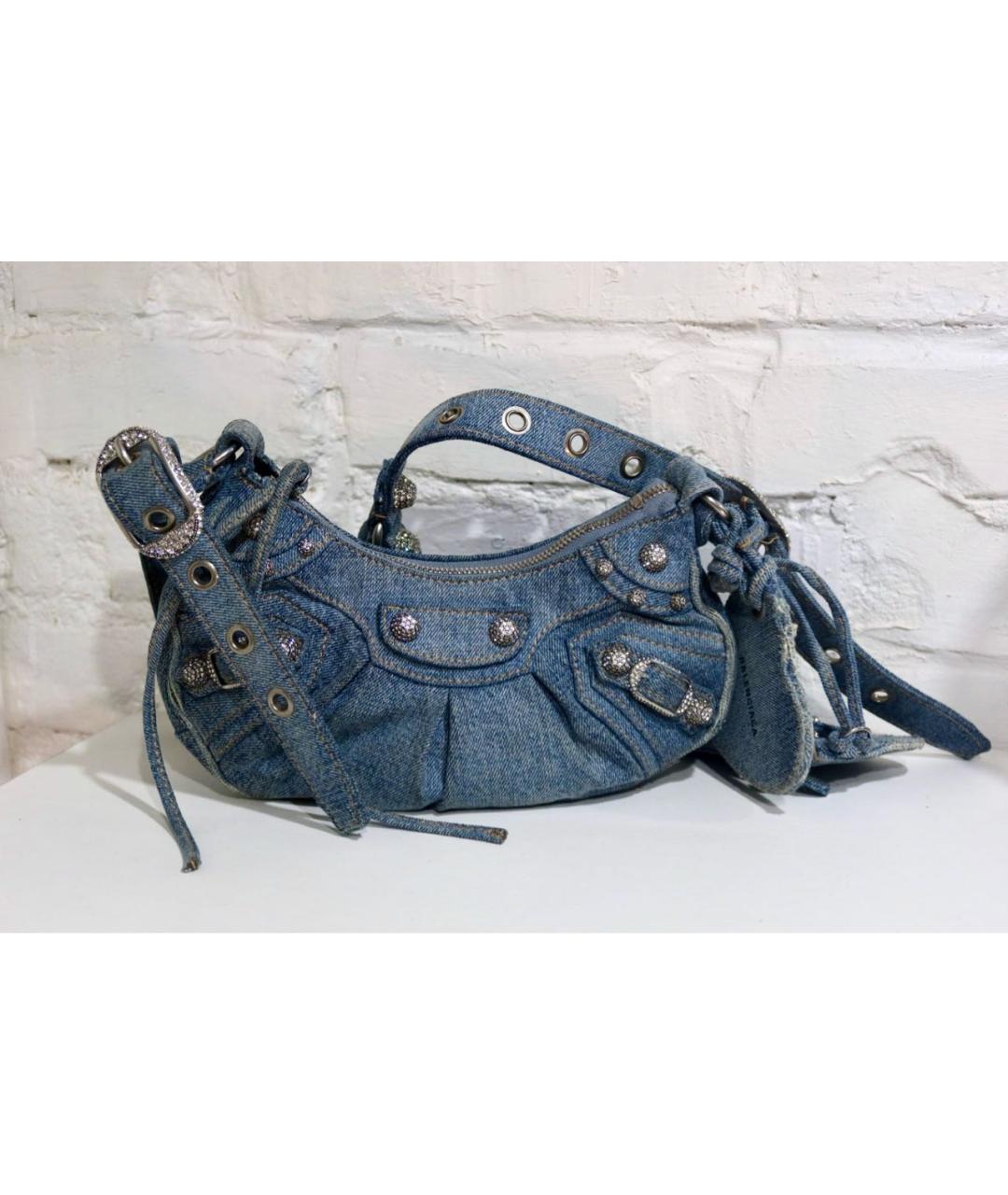 BALENCIAGA Голубая деним сумка через плечо, фото 1