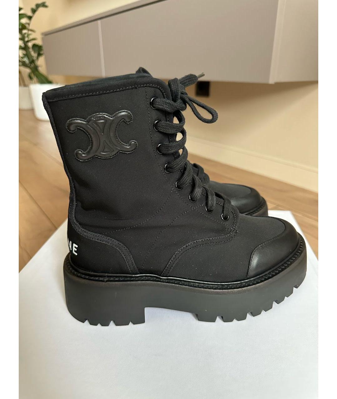 CELINE Черные текстильные ботинки, фото 8