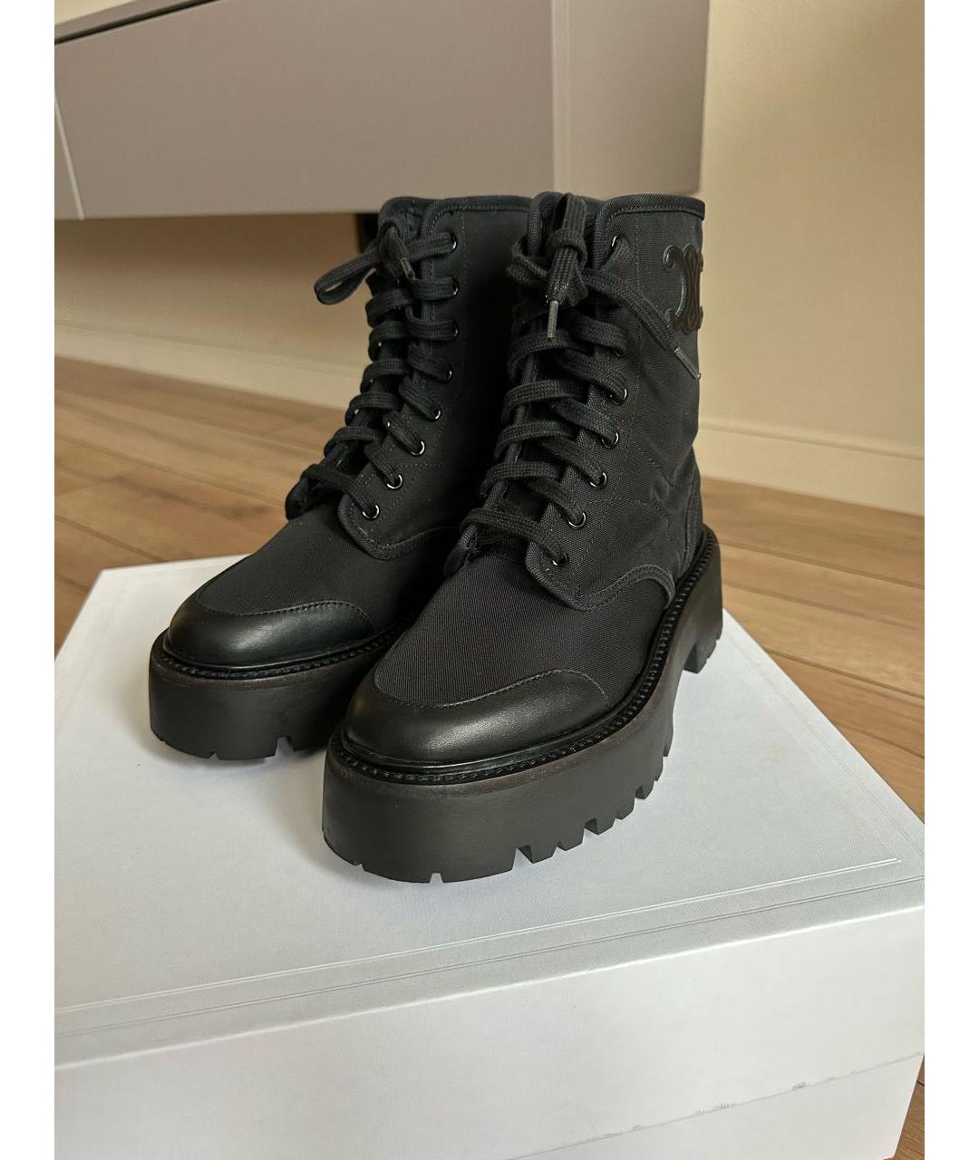 CELINE Черные текстильные ботинки, фото 5