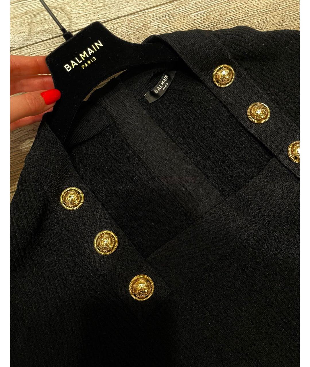 BALMAIN Черное вискозное коктейльное платье, фото 4