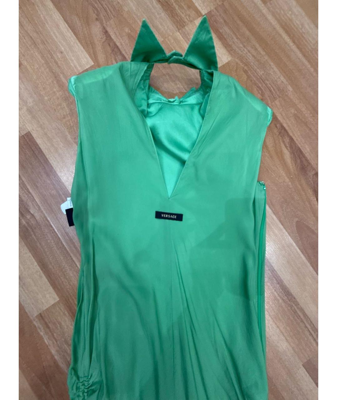 VERSACE Зеленые шелковое коктейльное платье, фото 3