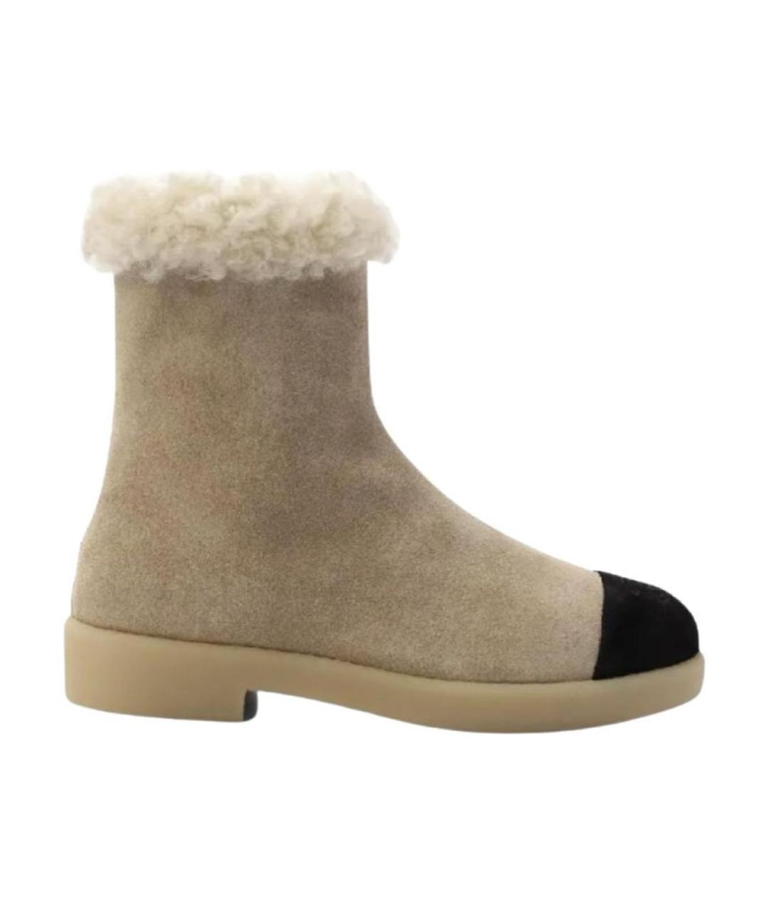 CHANEL Бежевые замшевые полусапоги, фото 1