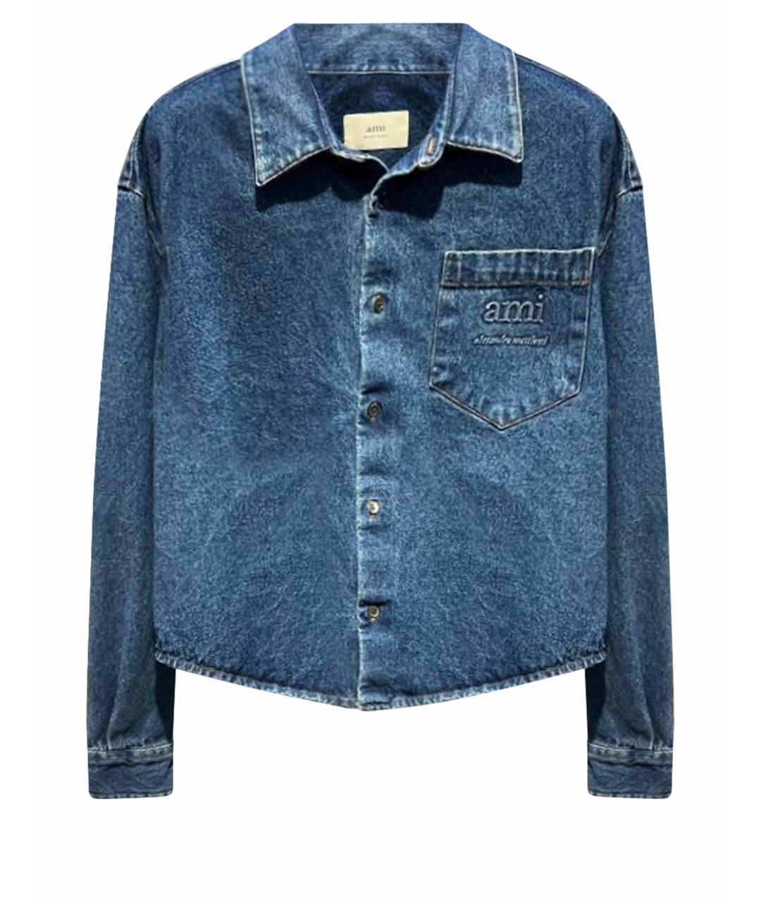 Ami Paris Синяя хлопковая кэжуал рубашка, фото 2