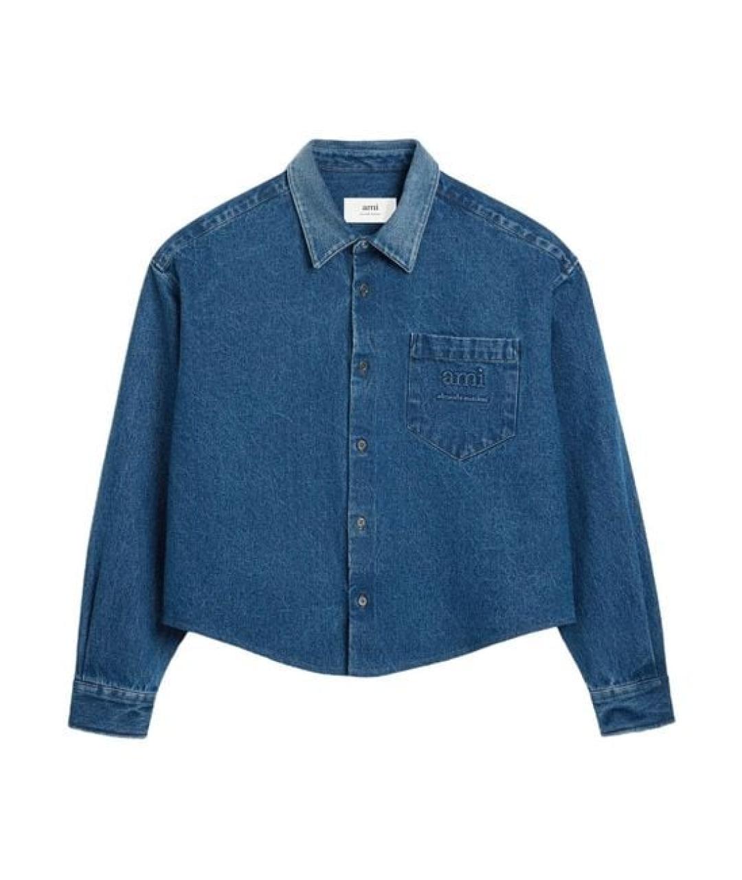 Ami Paris Синяя хлопковая кэжуал рубашка, фото 1