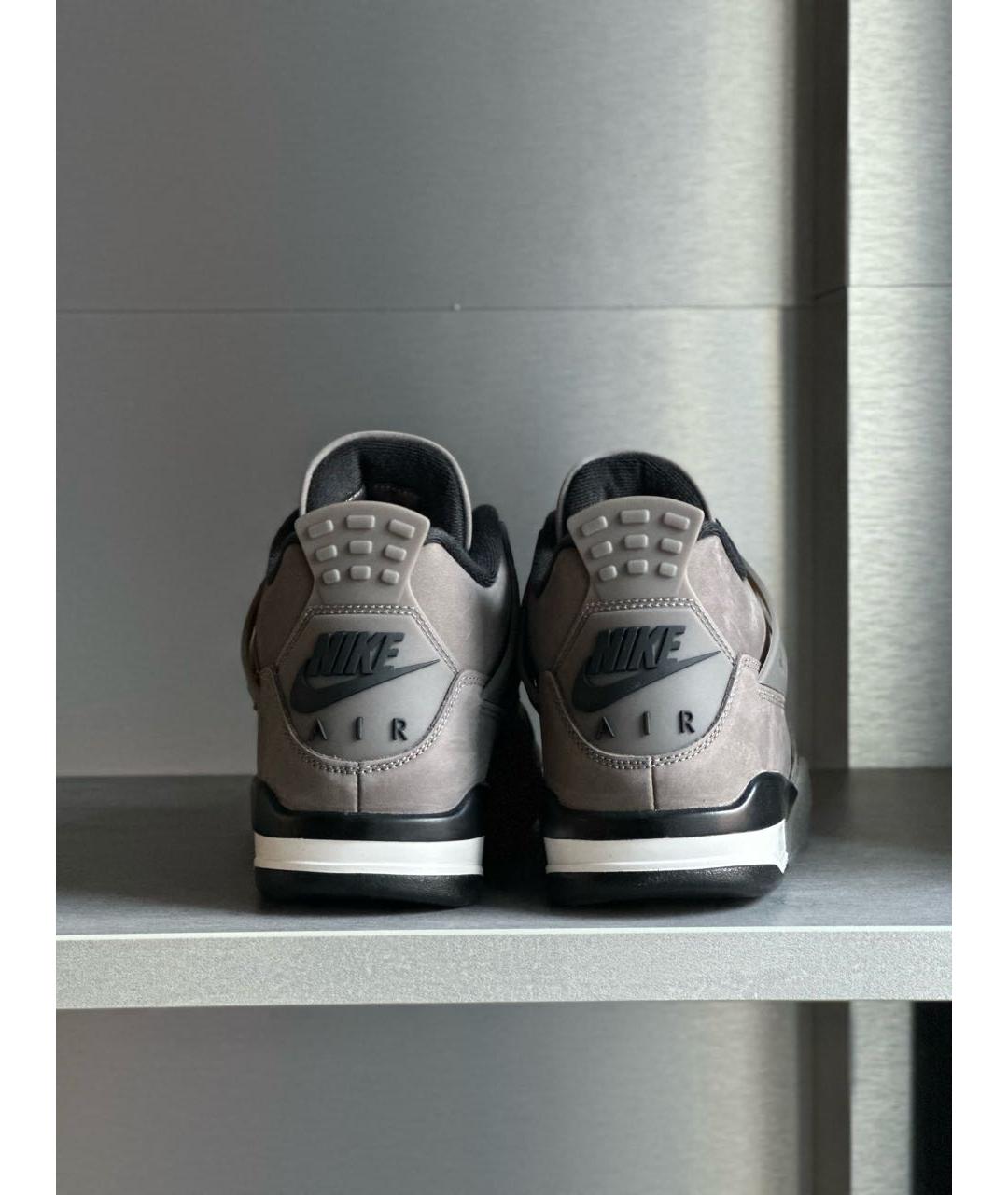 JORDAN Серые кожаные высокие кроссовки / кеды, фото 2