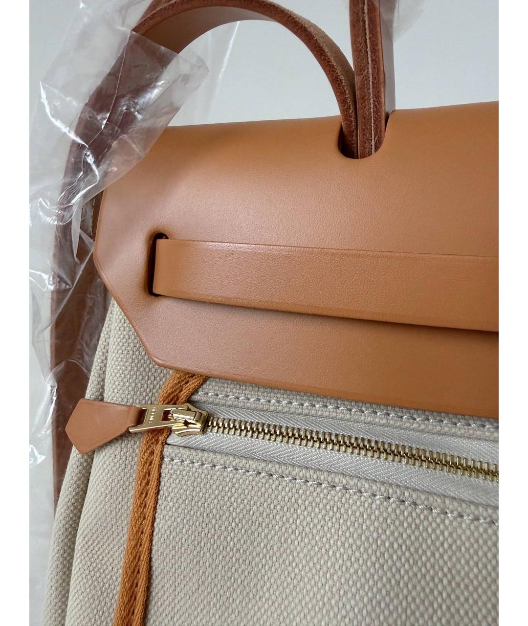 HERMES Бежевая кожаная сумка с короткими ручками, фото 8