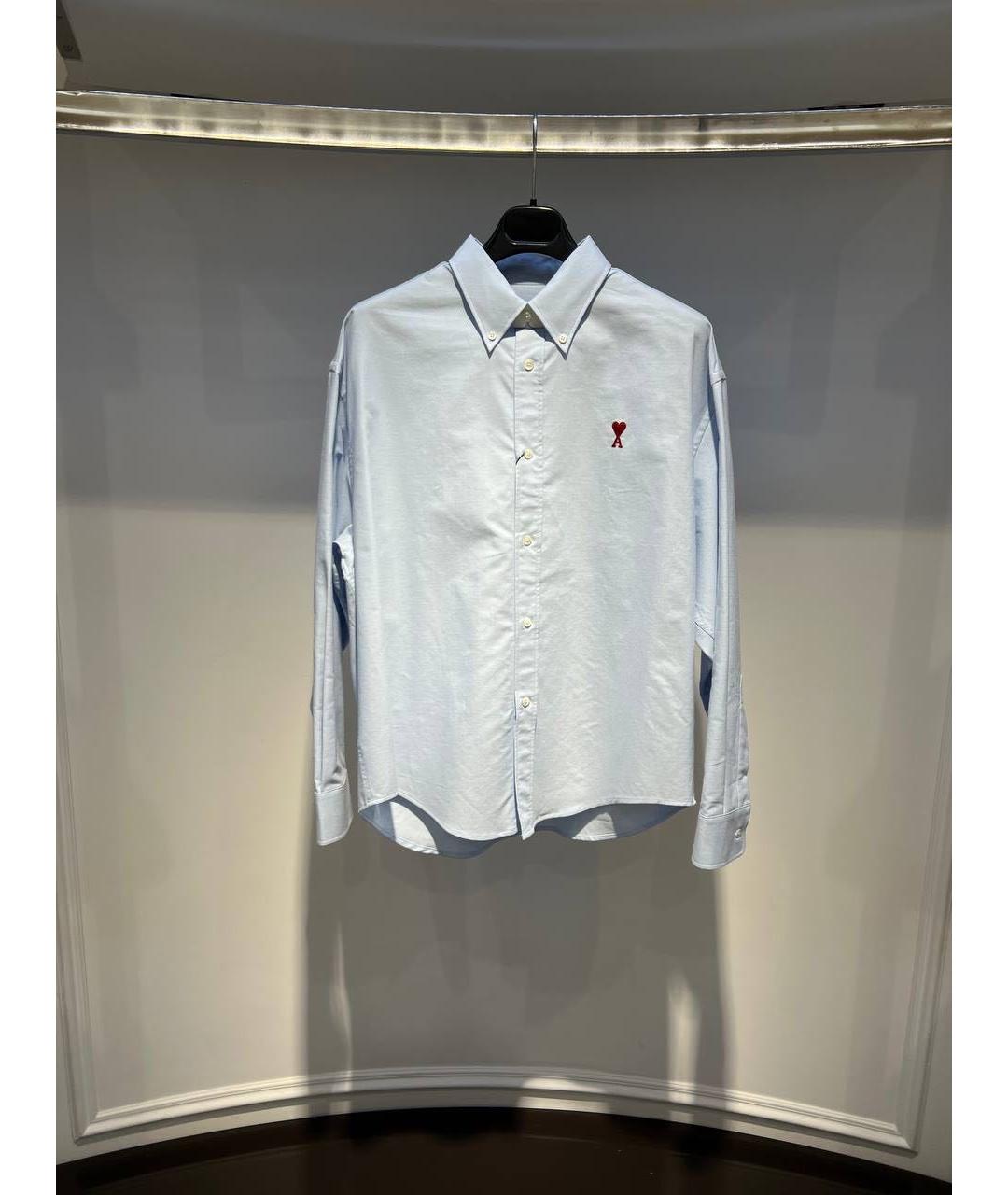 Ami Paris Голубая хлопковая классическая рубашка, фото 4