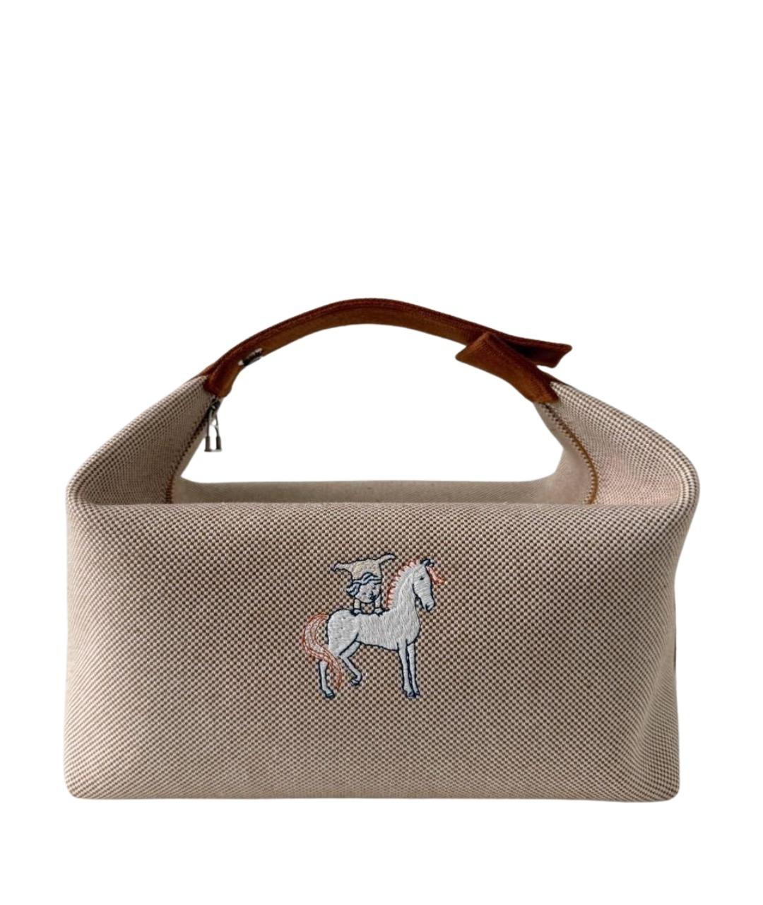 HERMES Бежевая хлопковая косметичка, фото 1