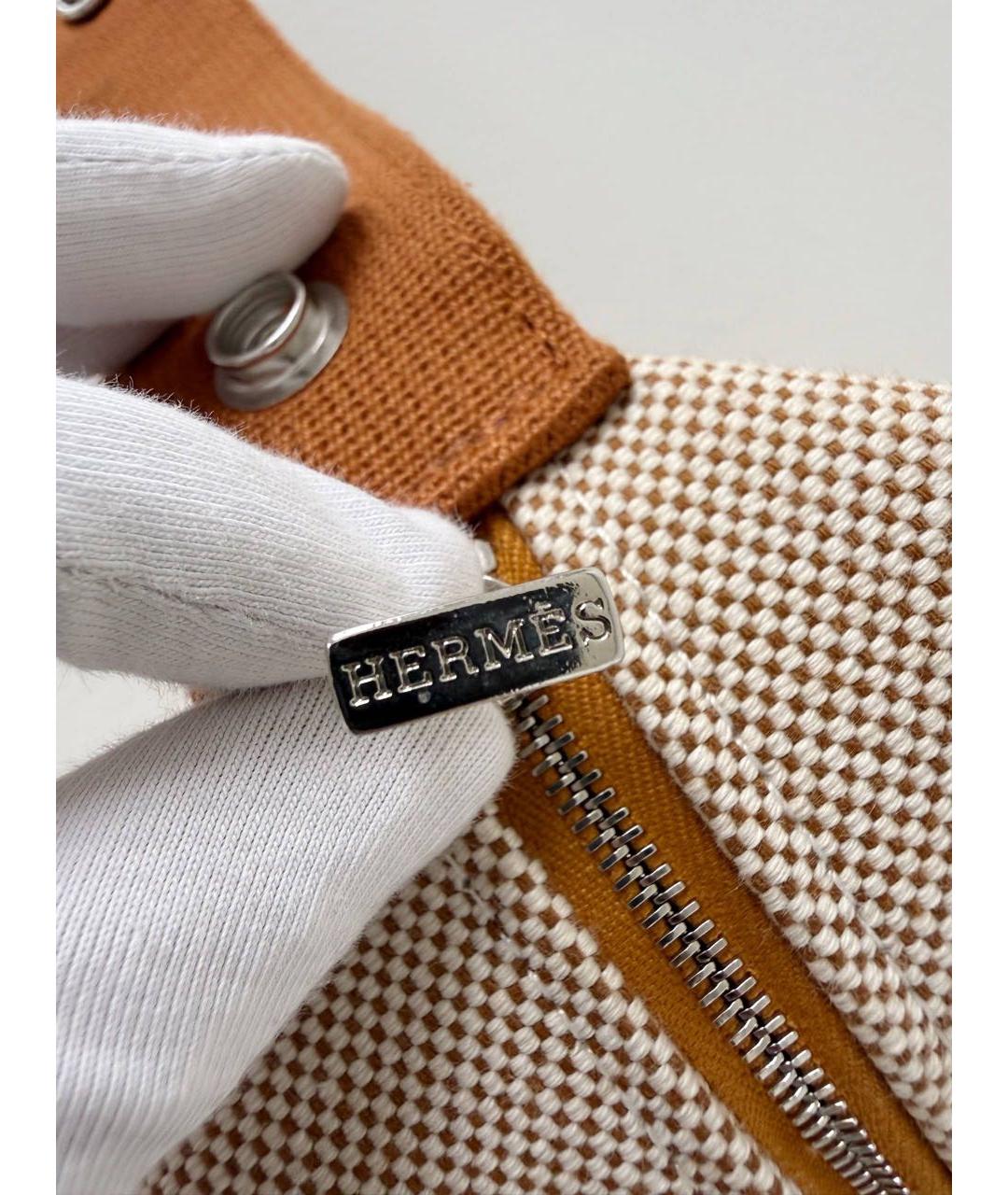 HERMES Бежевая хлопковая косметичка, фото 7