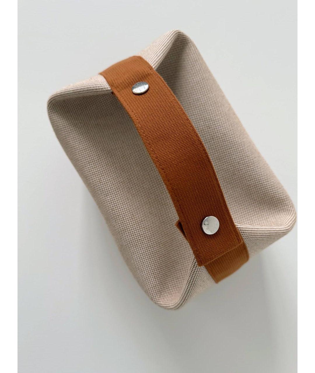 HERMES Бежевая хлопковая косметичка, фото 5