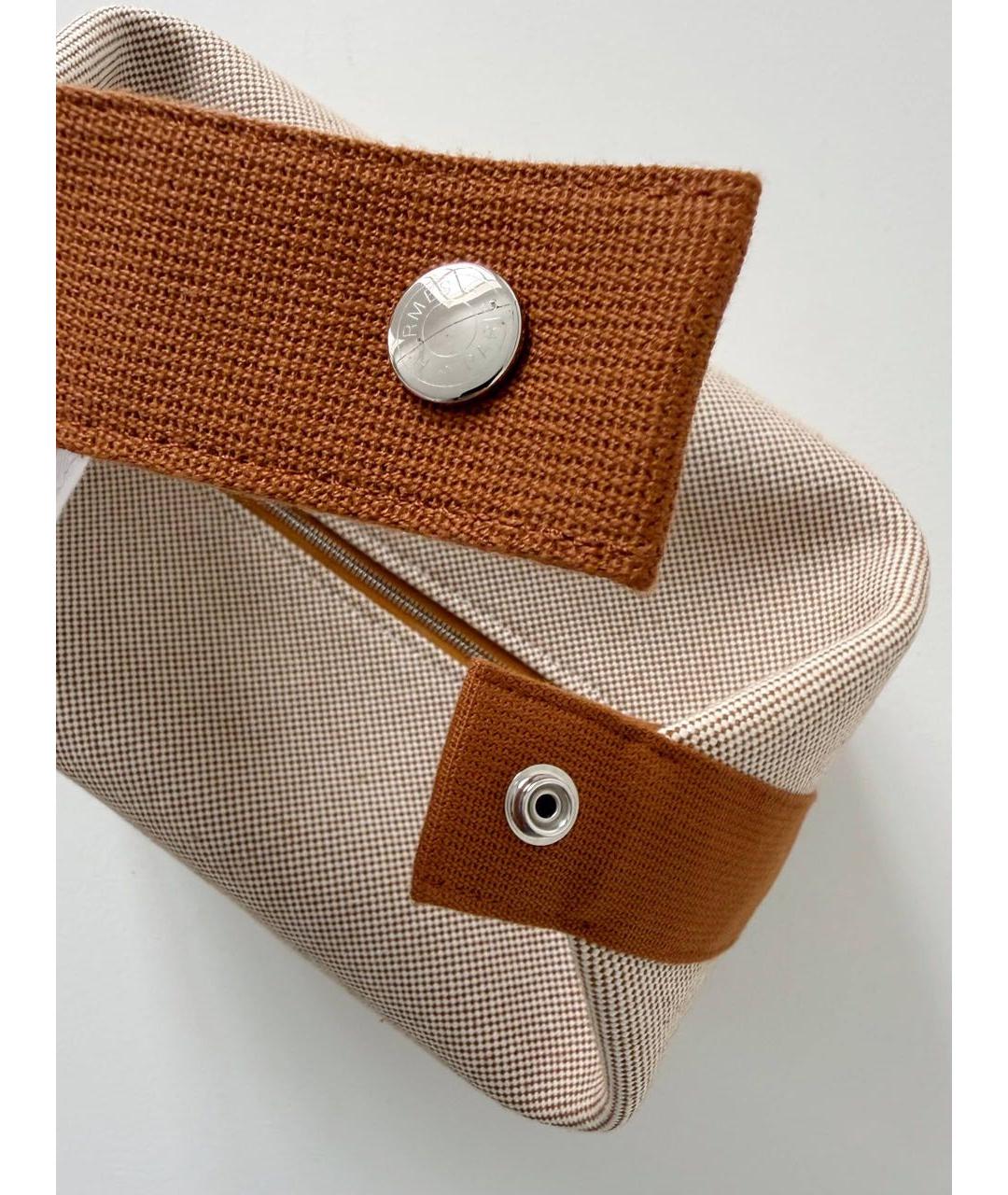 HERMES Бежевая хлопковая косметичка, фото 6