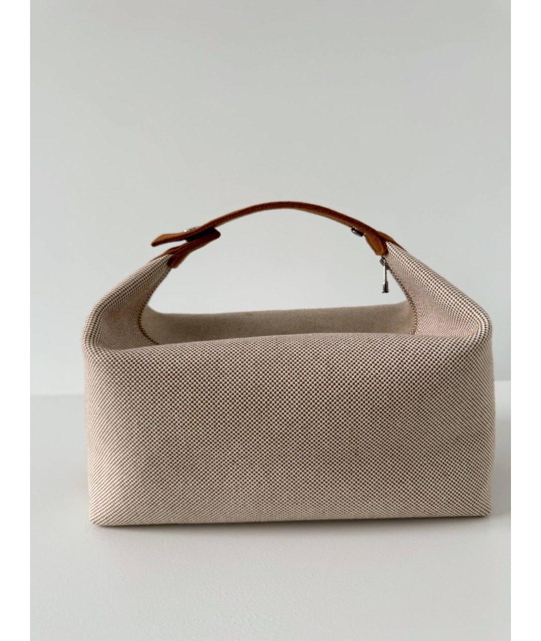 HERMES Бежевая хлопковая косметичка, фото 4