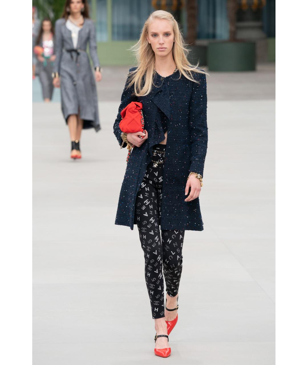 CHANEL Темно-синий твидовый жакет/пиджак, фото 2