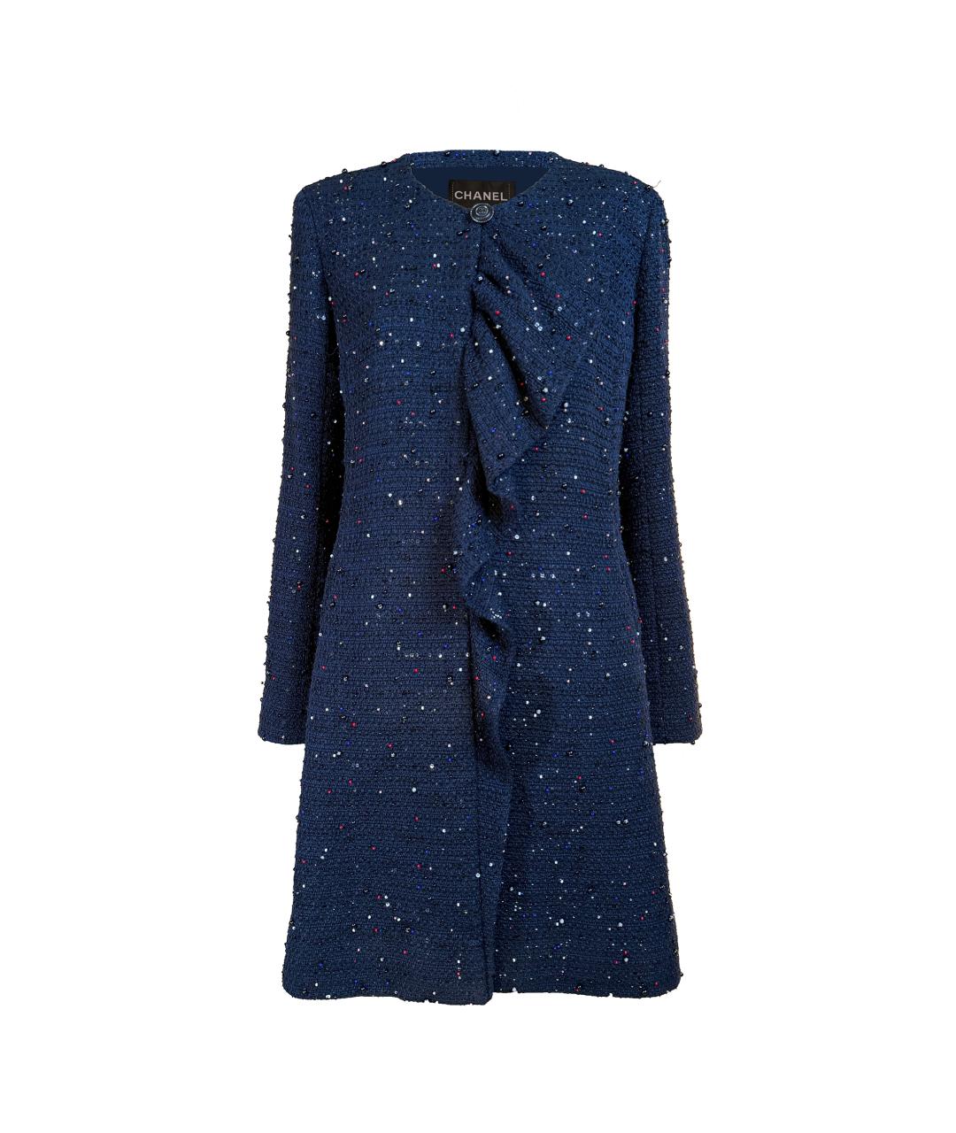 CHANEL Темно-синий твидовый жакет/пиджак, фото 1