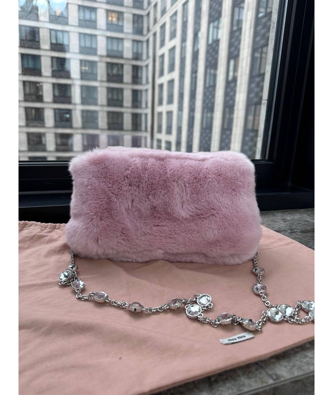 MIU MIU Розовая меховая сумка через плечо, фото 3