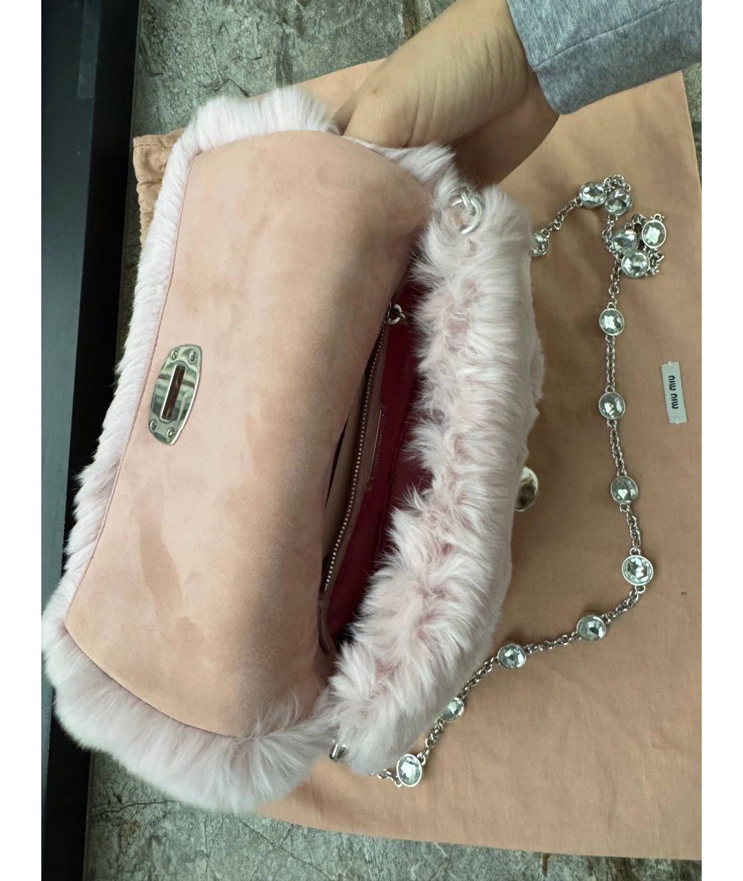 MIU MIU Розовая меховая сумка через плечо, фото 4