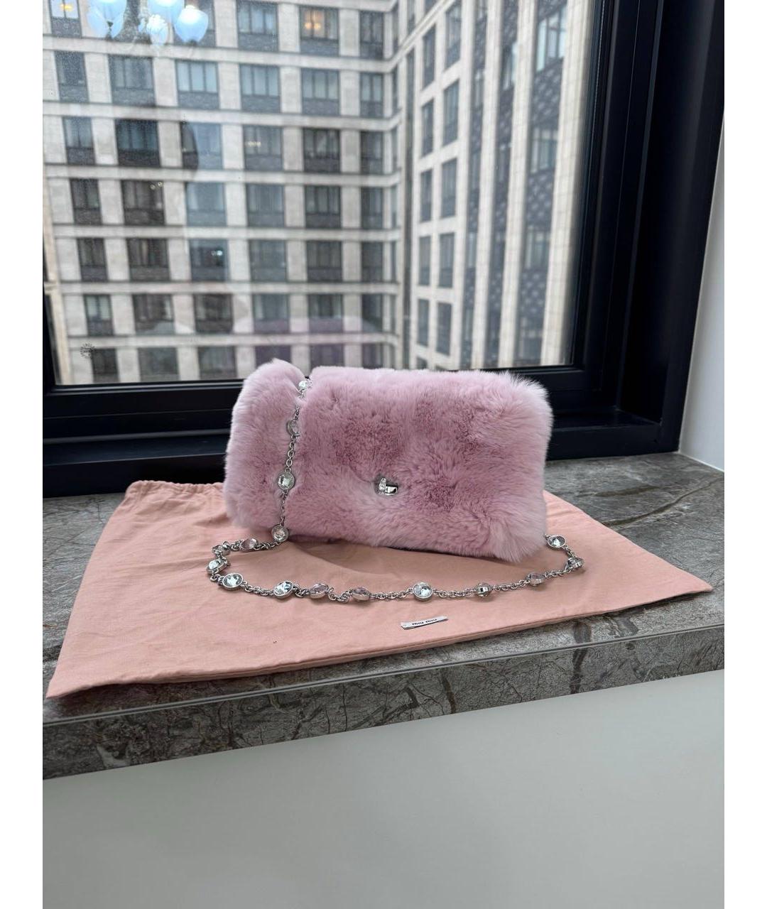 MIU MIU Розовая меховая сумка через плечо, фото 2