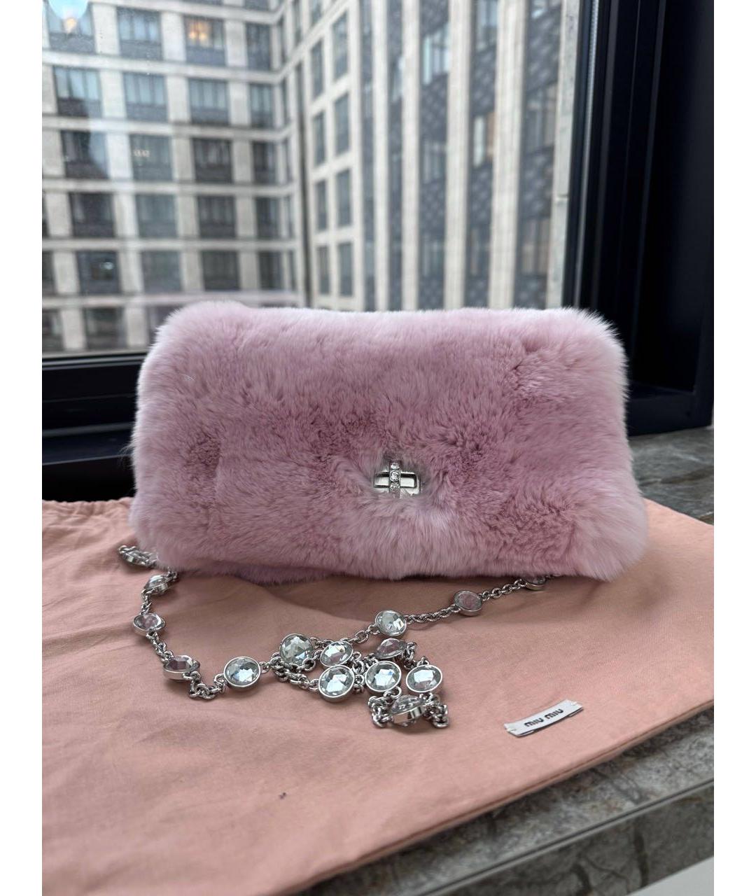 MIU MIU Розовая меховая сумка через плечо, фото 8