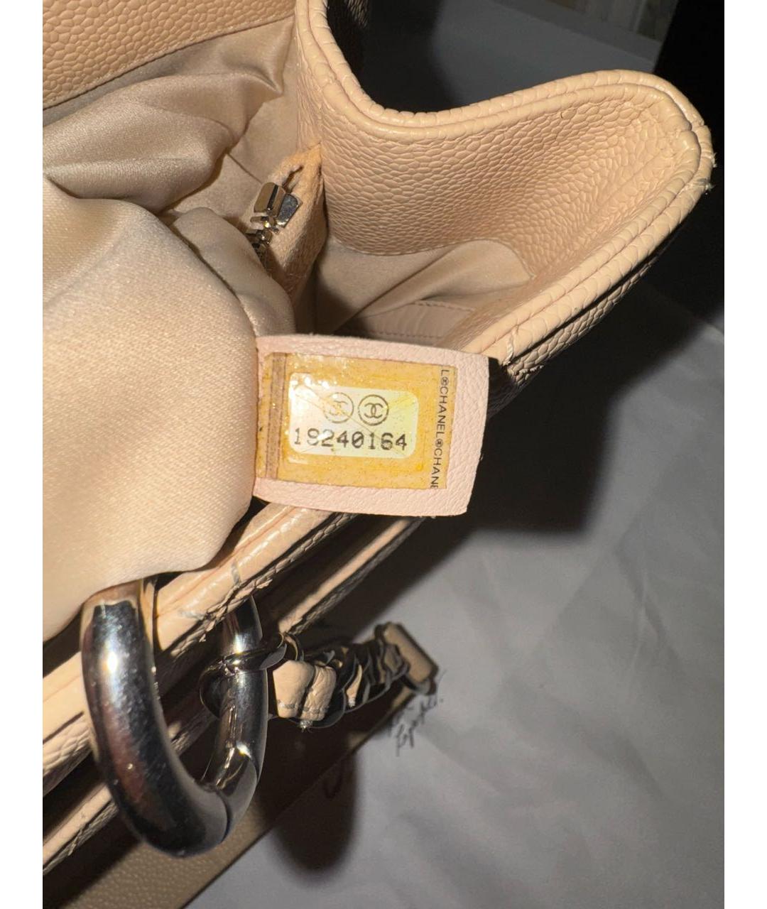 CHANEL Бежевая кожаная сумка с короткими ручками, фото 7