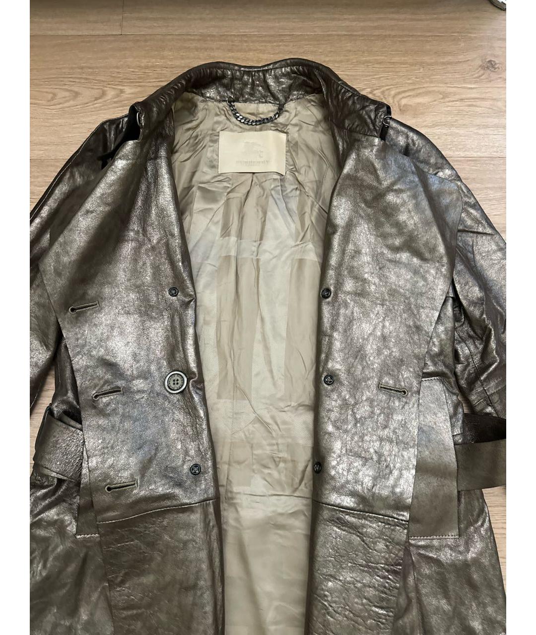 BURBERRY Золотой кожаный тренч/плащ, фото 4