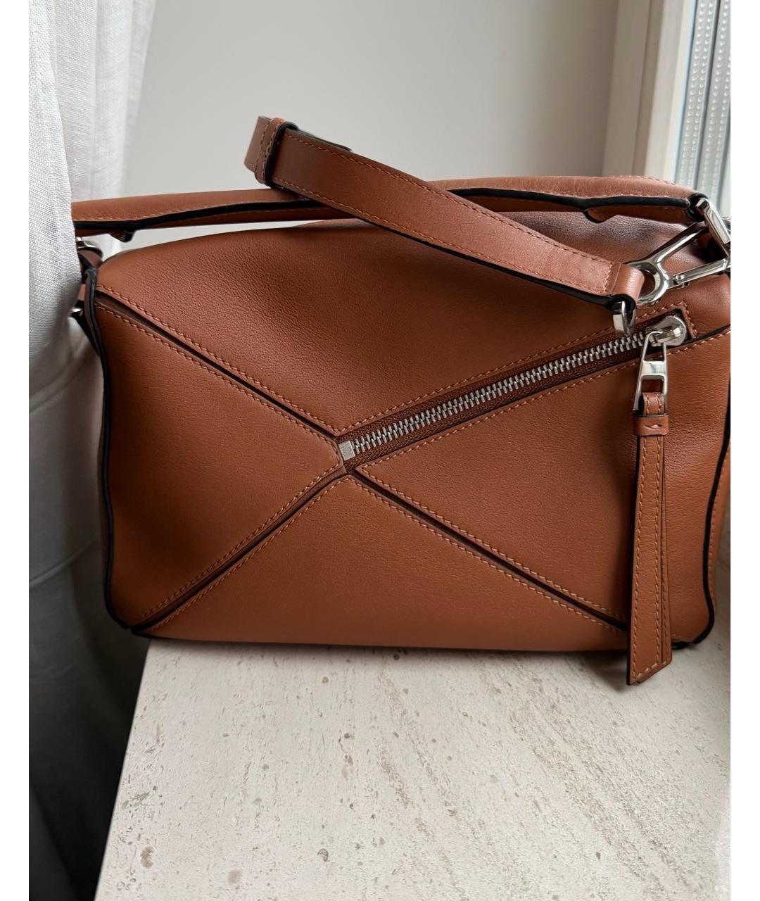 LOEWE Коричневая кожаная сумка через плечо, фото 3