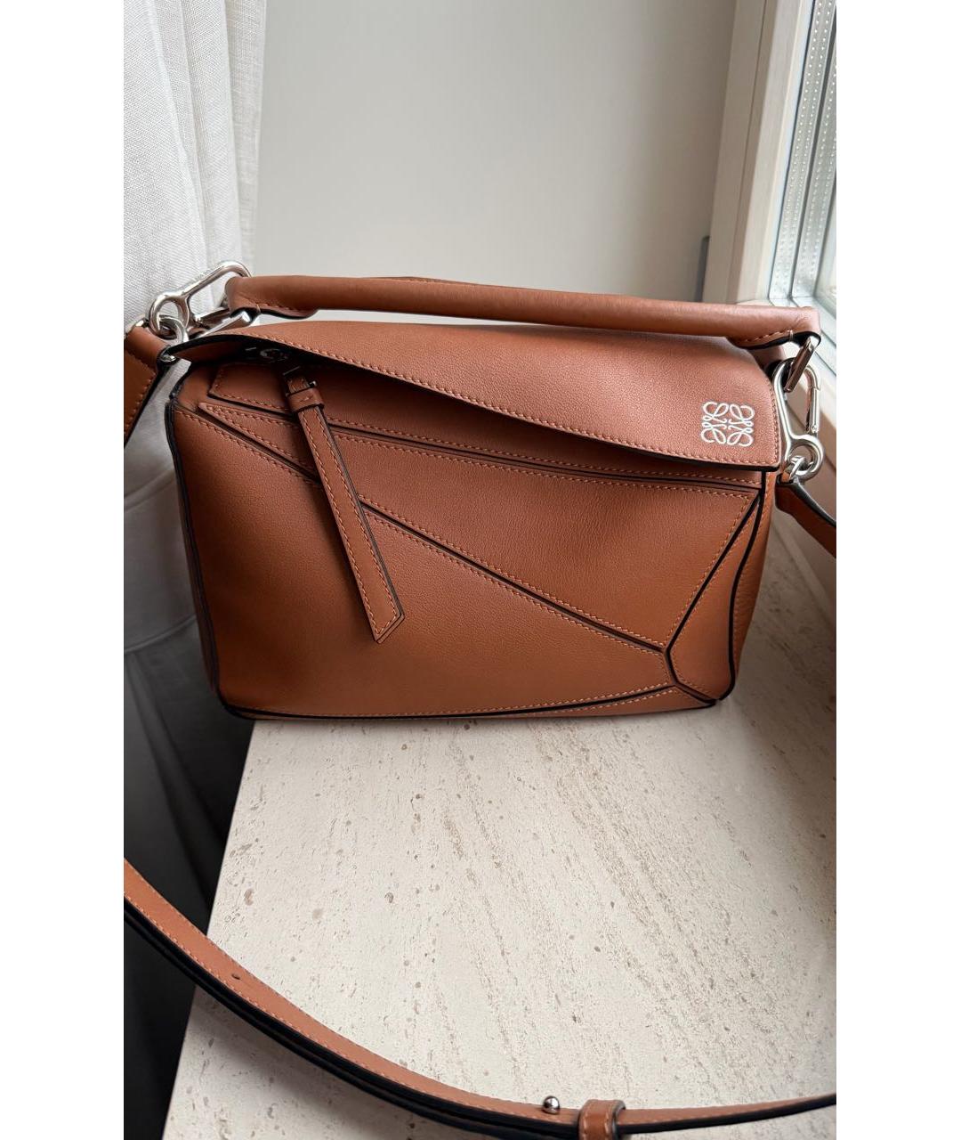 LOEWE Коричневая кожаная сумка через плечо, фото 9